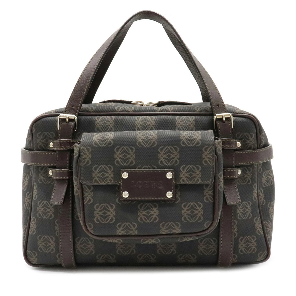 Loewe Anagram Tote Bag Handbag Leather Gray Dark Brown